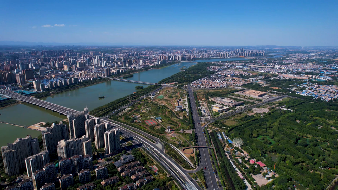航拍河南洛阳城市建筑风景
