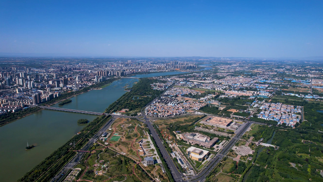 航拍河南洛阳城市建筑风景