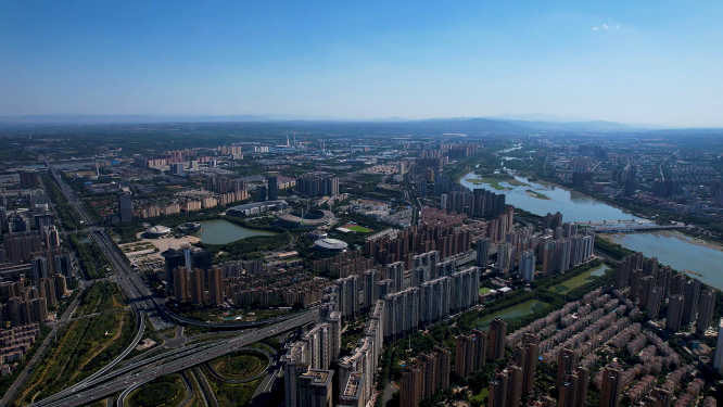 航拍河南洛阳城市建筑风景