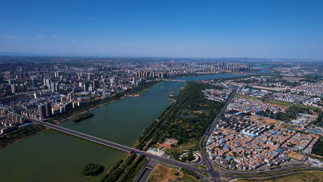 航拍河南洛阳城市建筑风景