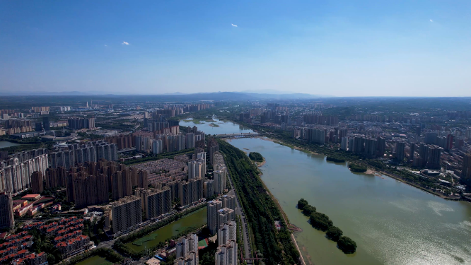航拍河南洛阳城市建筑风景