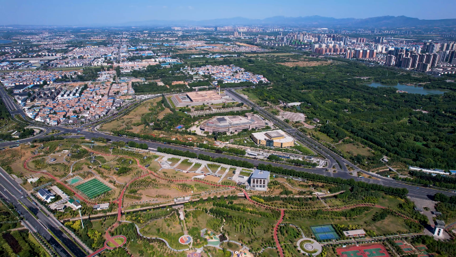 航拍河南洛阳城市建筑风景