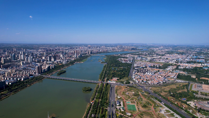 航拍河南洛阳城市建筑风景