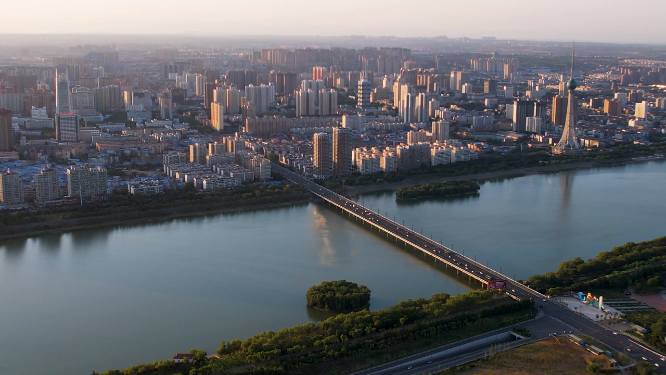 航拍河南洛阳城市建筑风景