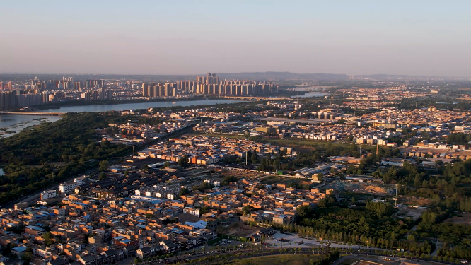 航拍河南洛阳城市建筑风景