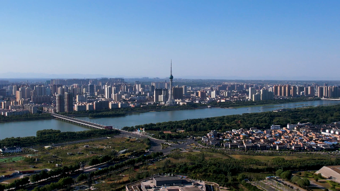 航拍河南洛阳城市建筑风景