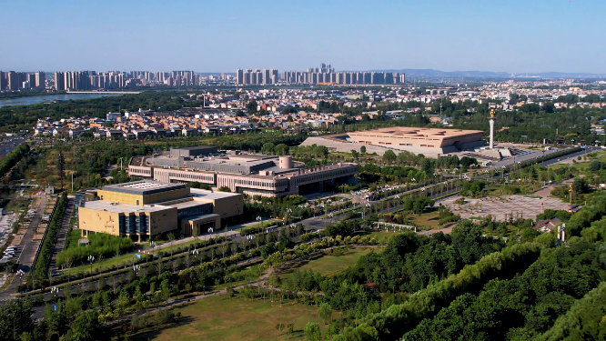 航拍河南洛阳城市建筑风景