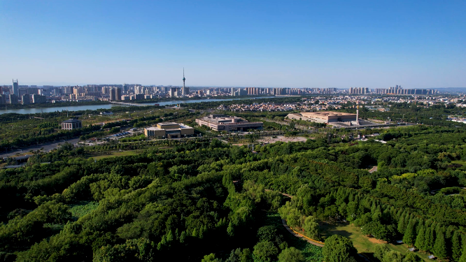 航拍河南洛阳城市建筑风景