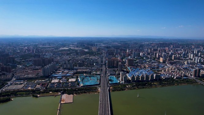 航拍河南洛阳城市建筑风景