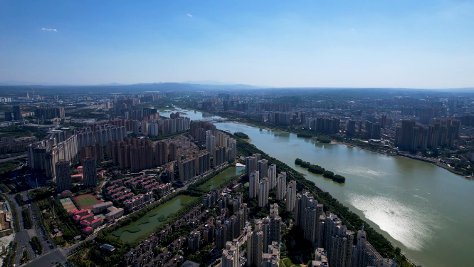 航拍河南洛阳城市建筑风景