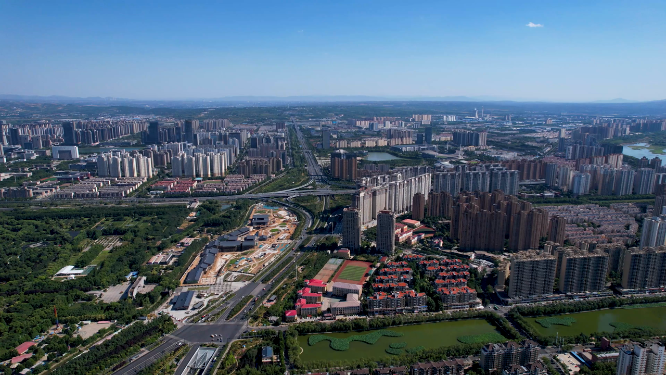 航拍河南洛阳城市建筑风景