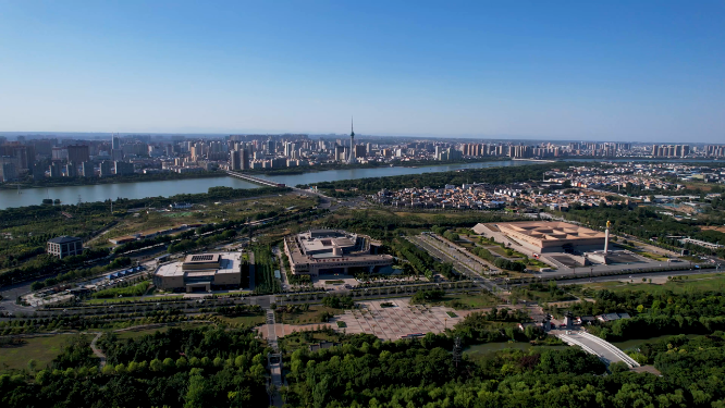 航拍河南洛阳城市建筑风景