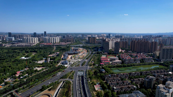 航拍河南洛阳城市建筑风景