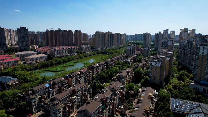 航拍河南洛阳城市建筑风景