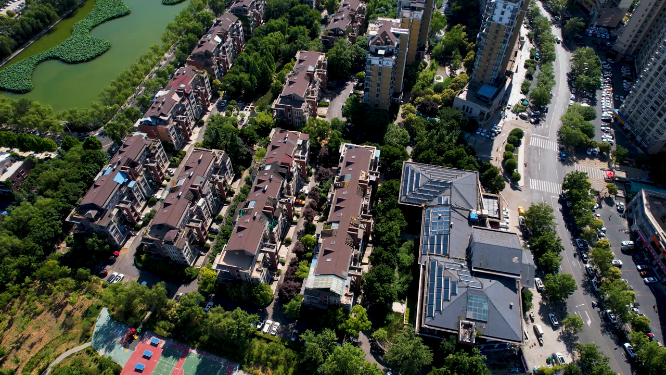 航拍河南洛阳城市建筑风景