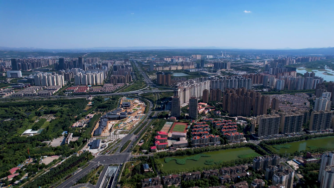 航拍河南洛阳城市建筑风景