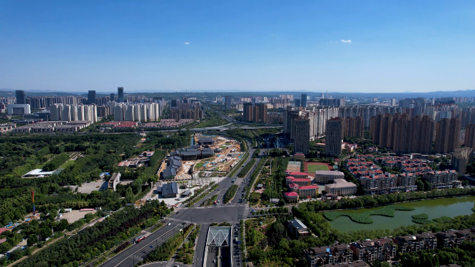 航拍河南洛阳城市建筑风景