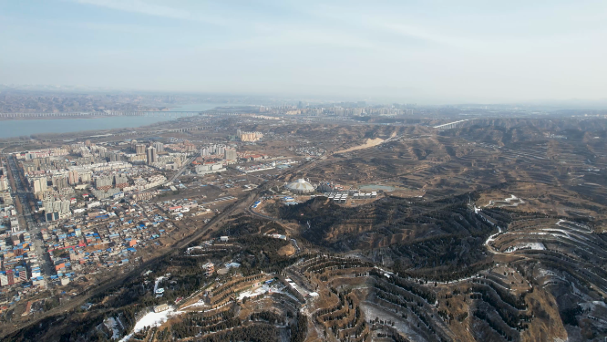 河南三门峡城市建筑航拍全景