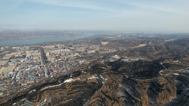 河南三门峡城市建筑航拍全景