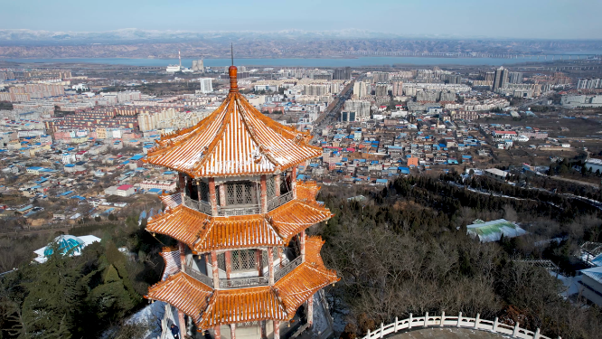 河南三门峡城市建筑航拍全景