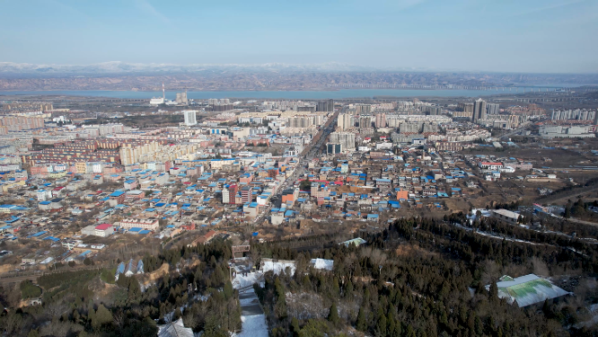 河南三门峡城市建筑航拍全景