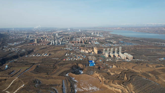 河南三门峡城市建筑航拍全景