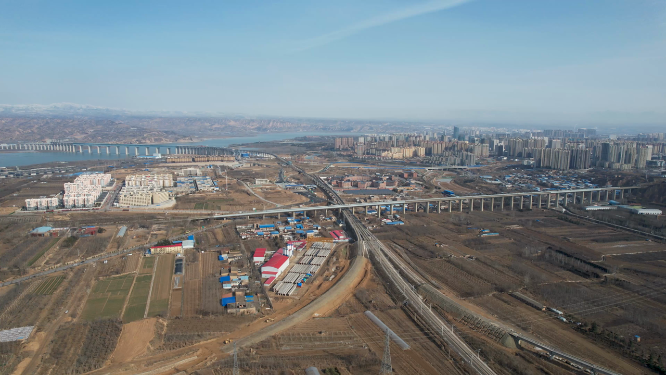 河南三门峡城市建筑航拍全景