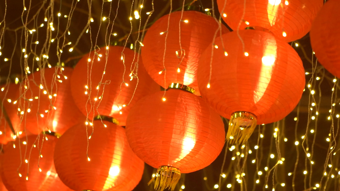 春节夜晚氛围感灯笼