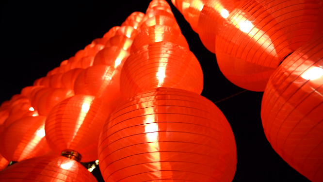春节城市夜晚灯光氛围