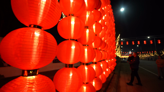 春节城市夜晚灯光氛围