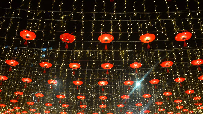 春节城市夜晚灯光氛围