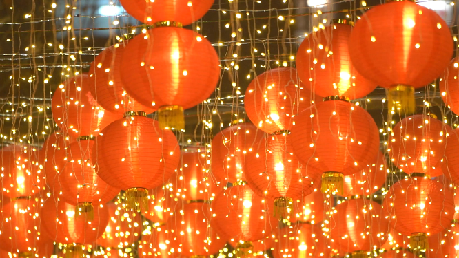 春节夜晚氛围感灯笼