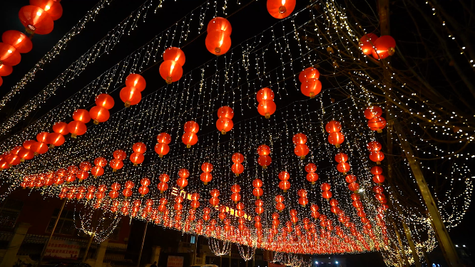春节城市夜晚灯光氛围
