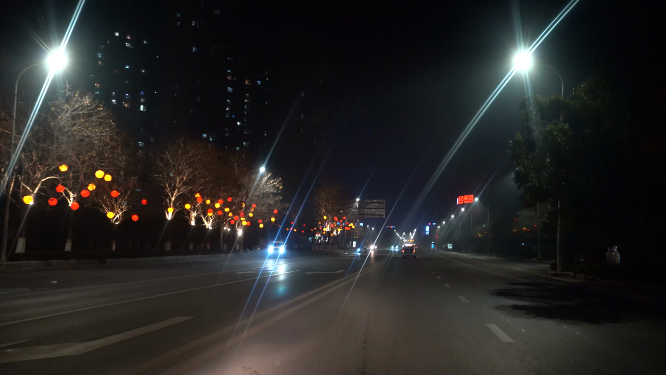 春节城市夜晚灯光氛围
