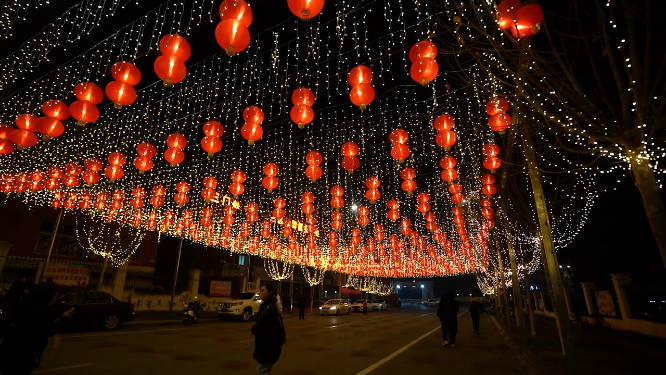 春节城市夜晚灯光氛围