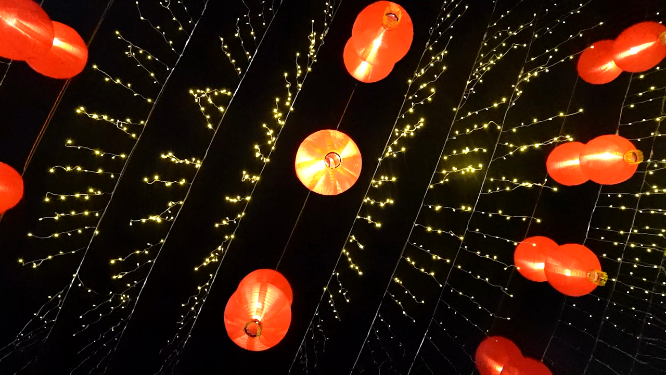 春节城市夜晚灯光氛围