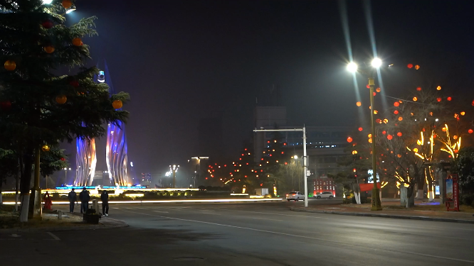 春节城市夜晚灯光氛围
