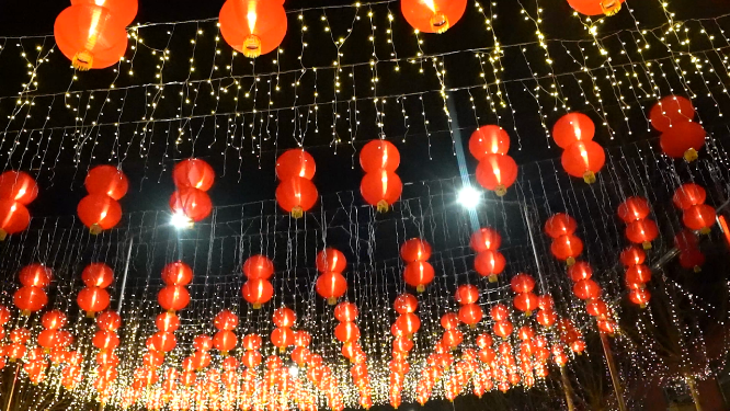 春节城市夜晚灯光氛围