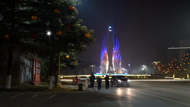 春节城市夜晚灯光氛围