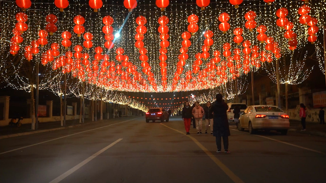 春节城市夜晚灯光氛围
