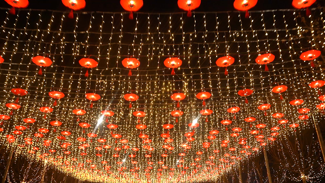 春节城市夜晚灯光氛围