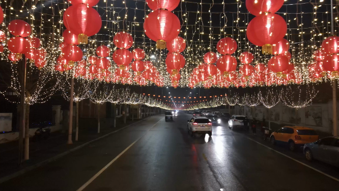 春节夜晚氛围感灯笼