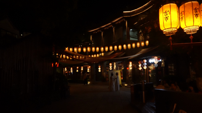 河南洛阳洛邑古城夜晚景色拍摄