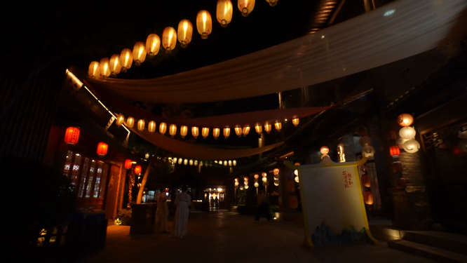 河南洛阳洛邑古城夜晚景色拍摄
