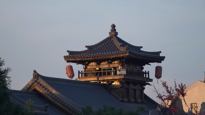 河南洛阳洛邑古城夜晚景色拍摄
