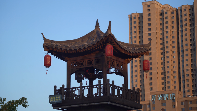 河南洛阳洛邑古城傍晚景色拍摄