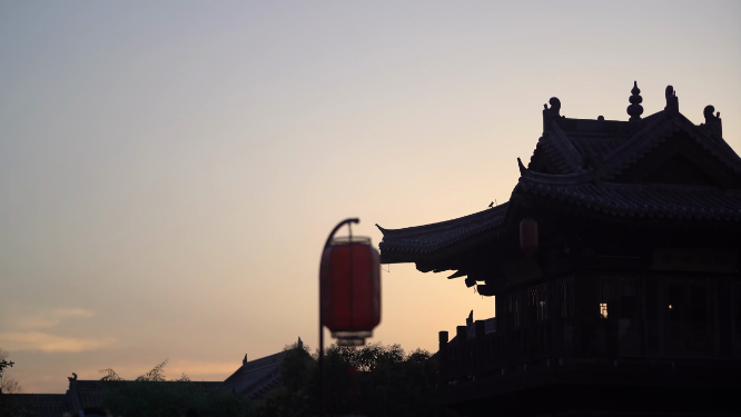 河南洛阳洛邑古城傍晚景色拍摄