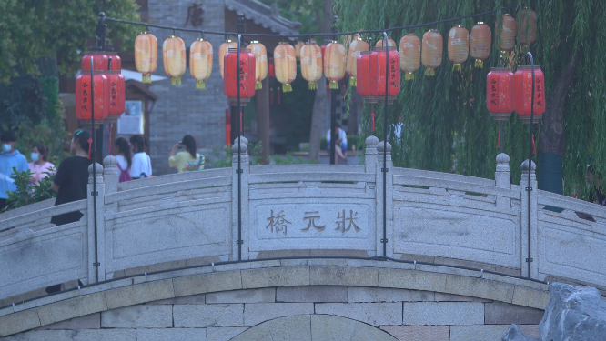 河南洛阳洛邑古城傍晚景色拍摄
