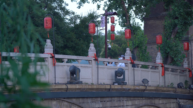 河南洛阳洛邑古城傍晚景色拍摄