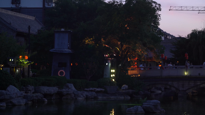 河南洛阳洛邑古城夜晚景色拍摄
